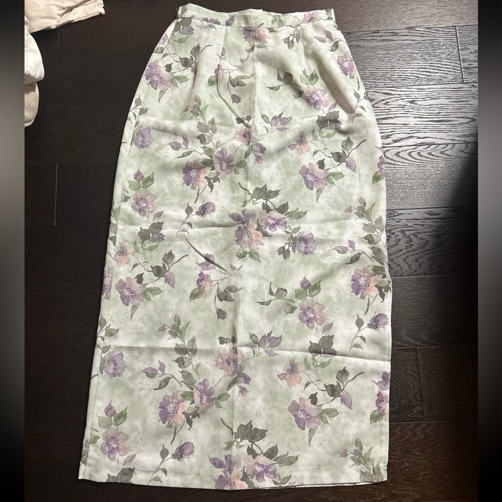 long green floral skirt